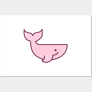 cute cartoon pink whale Posters and Art